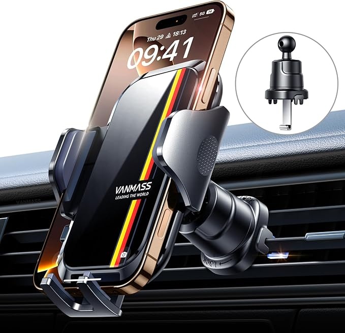 handyhalterung auto vanmass, 360 drehbar, silikonschutz, für iphone 17 pro, samsung