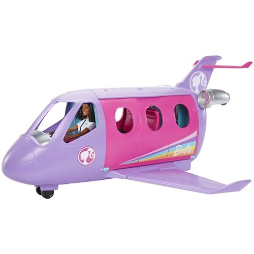 Barbie Flugzeug mit Pilotpuppe für Kinder ab 3 Jahren, HCD49