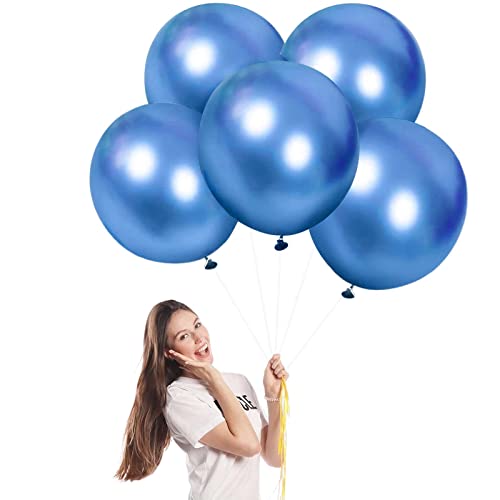 metallic blau luftballons 45cm 5 Stück große chrom latex helium für party dekoration