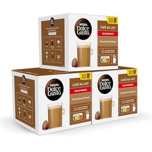 Produktbild: nescafe dolce gusto kaffee kapseln caf au lait decaffeinato 3er pack (3 x 30 kapseln)