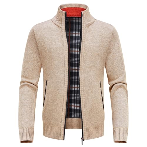 kudoro herren strickjacke cardigan trahtenjacke reißverschluss langarm fleecejacke winterjacke