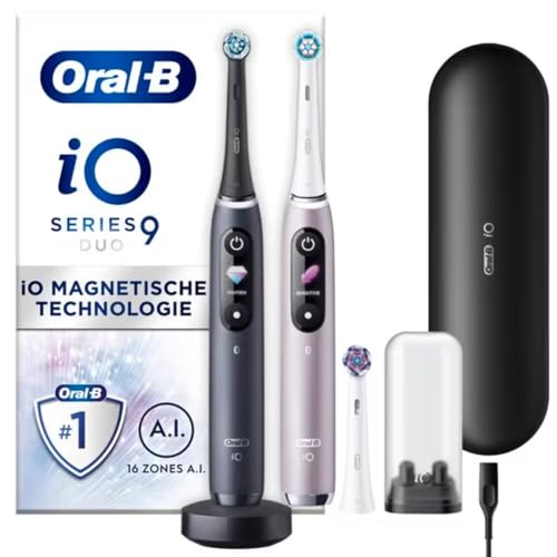 oral-b iO 9 elektrische zahnbürste, 3 aufsteckbürsten, 1 reiseetui