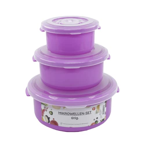 Produktbild: PLENTYFY Mikrowellengeschirr BPA-frei 6tlg rund auslaufsicher lila