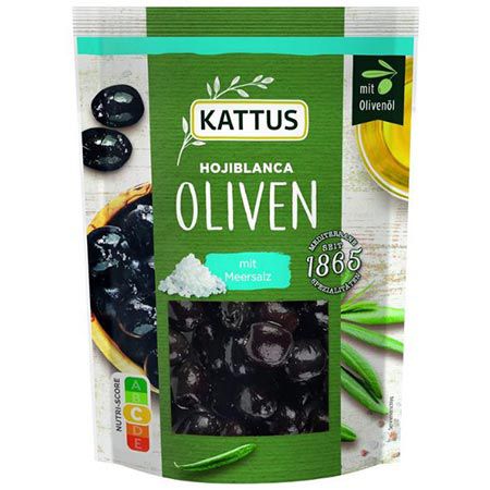 Kattus schwarze hojiblanca olives mit meersalz, ab 2,37 Euro statt 3 Euro