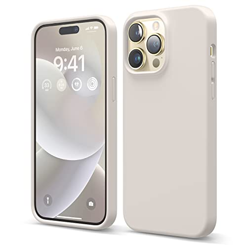 elago iPhone 14 Pro Max Schutzhülle, flüssigsilikon, stoßfest, schlank, weich, steinfarben