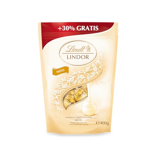 lindt schokolade lindor kugeln weiß 400 g, 30 schokoladen kugeln mit füllung