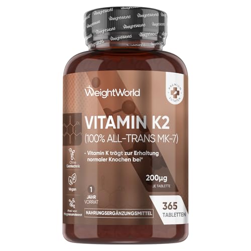 vitamin k2 mk7 vegan tabletten, 200 g, 100% all-trans menachinone, weightworld