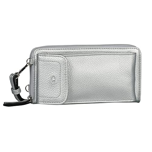 tOM TAILOR Ela Damen Geldbörse Reißverschluss Groß Silber Tasche Portemonnaie