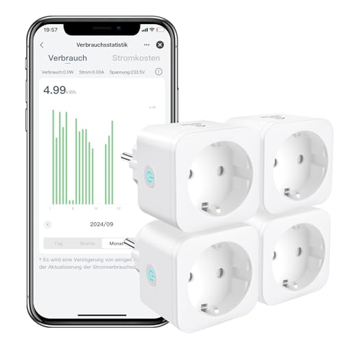 Produktbild: wlan smart socket EIGHTREE 4er set, alexa kompatibel, fernzugriff, energieverbrauch messen