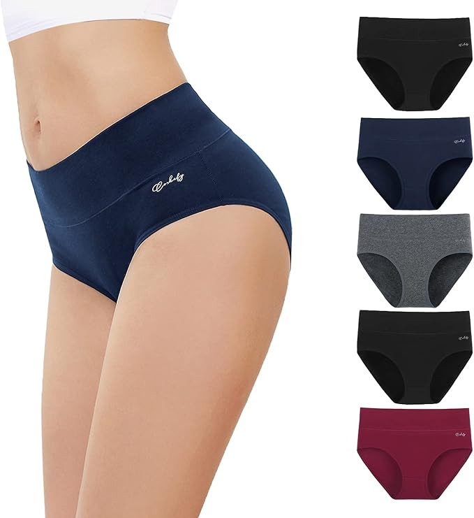 Unterhosen Damen 5er Pack Hohe Taille Stretch Baumwolle Atmungsaktiv Panties