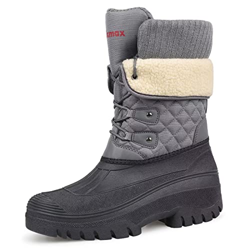 Knixmax winterstiefel damen gefütterte schneestiefel wasserdicht grau EU38