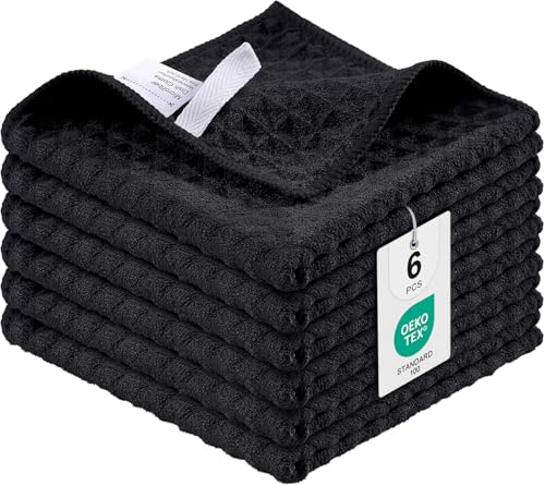 moosfor microfasertücher 6er-set geschirrtücher 30x30 cm schwarz fusselfrei saugfähig