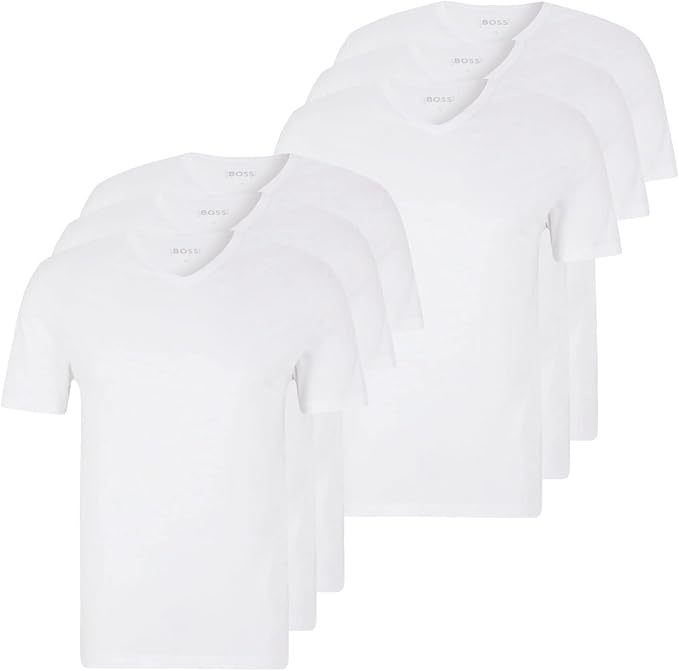 Produktbild: boss herren t-shirts kurzarm v-necks pure cotton 6er pack weiß 2xl