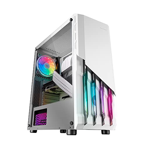 Produktbild: mars gaming mc-x2 atx gehäuse weiß, 2x 12cm frgb lüfter, vollfenster, bis 240mm kühlung