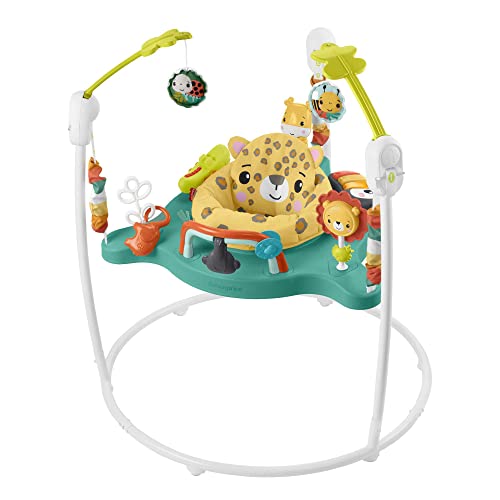 Fisher-Price hüpf-leopard jumperoo - spielcenter mit wippe, 360 sitz, für babys ab 6 monaten