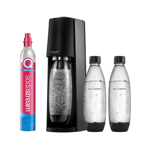 sodastream wassersprudler terra mit quick-connect co2-zylinder und 3x 1l flasche, schwarz