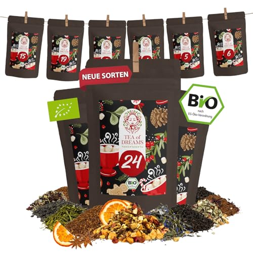 bio tee adventskalender 2024 - loser tee geschenk mit 24 x 10g bio tee