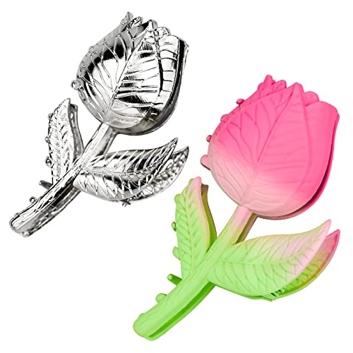 krallen clips haarklammern tulpen 2er set haarschmuck für dickes dünnes haar silber rosa