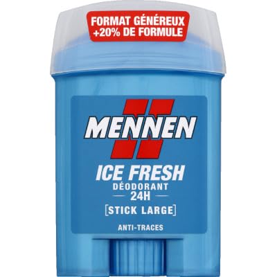 mennen ice fresh deodorant für männer, 24h, alkoholfrei, breiter stick, 6 stück