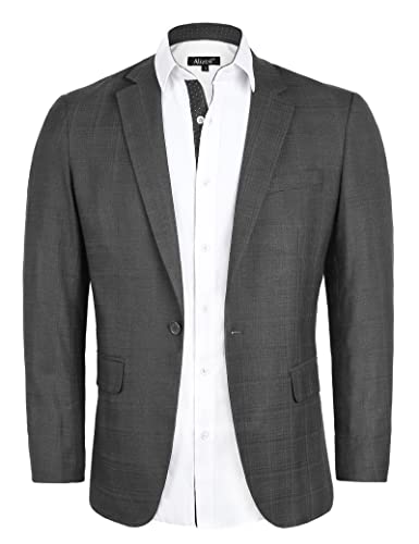blazer herren slim fit grau ein knopf plaid alizeal business casual jacken