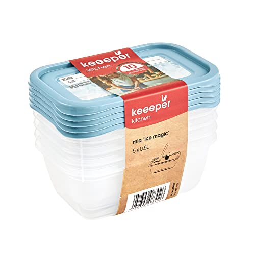 Produktbild: keeeper tiefkühldosenset 5-teilig mit wiederbeschreibbarem deckel 500 ml nordic blue