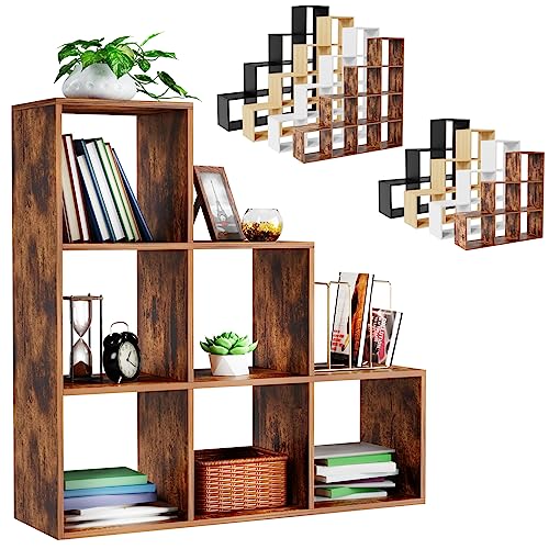 Produktbild: miadomodo treppenregal braun 6 fächer 97,5x29x97,5 cm freistehend aus mdf