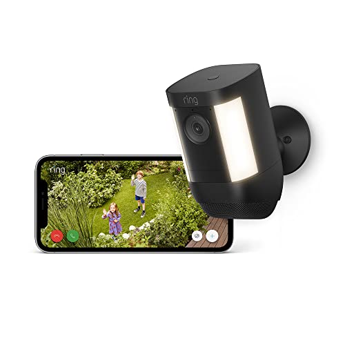 ring spotlight kamera pro akku, zertifiziert, generalüberholt, überwachungskamera aussen, wlan, bewegungserfassung, akkubetrieben