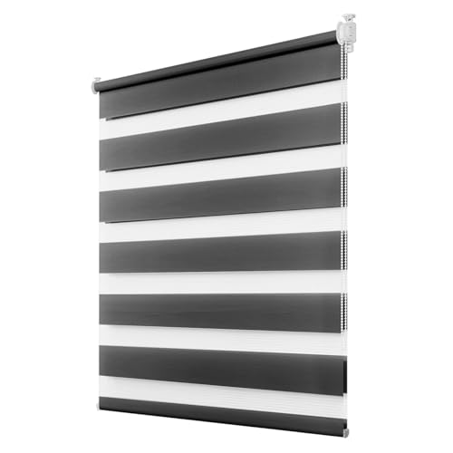 Deswell Doppelrollo Klemmfix Anthrazit B45 x H210 cm stufenlos verstellbar