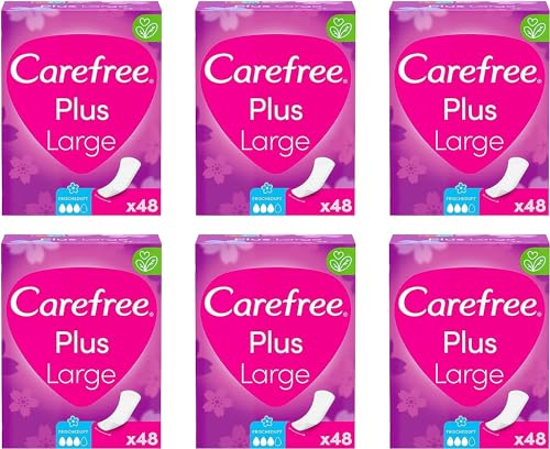 carefree slipeinlagen plus large mit frischeduft, super saugstark, 6 x 48 stück