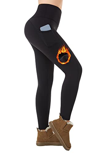 ineepor thermo leggings damen outdoor fleece gefüttert hohe taille winter yoga sport