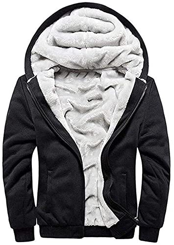 lezuan herren kapuzenjacke fleece, langarm hoodie mit reißverschluss, winter sweatshirt