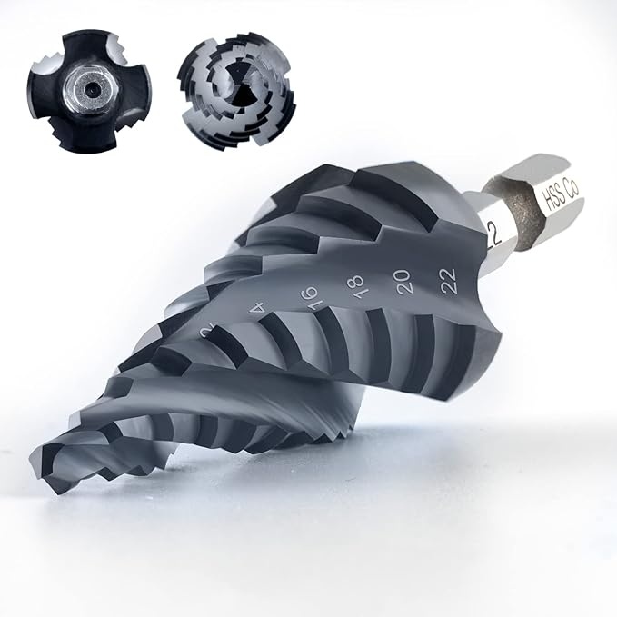 kobalt hss stufenbohrer 4-22mm 6,35mm schaft vier spiralnuten für metall holz kunststoff
