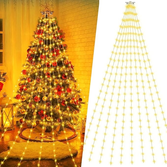 lichterkette weihnachtsbaum 2,8m 280 leds 10 girlanden ip44 warmweiß außen innen