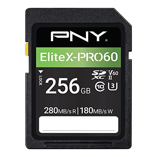 256GB UHS-II SDXC V60 U3 Klasse 10 180MB/s Schreibgeschwindigkeit PNY EliteX-PRO60