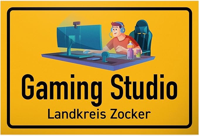Gaming Studio Schild 30x20 cm - Lustiger Spruch für Jugendzimmer Dekoration