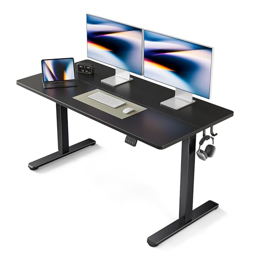 fezibo höhenverstellbarer elektrischer schreibtisch 140 x 60 cm mit memory-funktion, schwarz