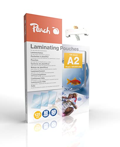 peach laminierfolien a2, 125 mic, glänzend, 50 pouches, kompatibel mit allen geräten