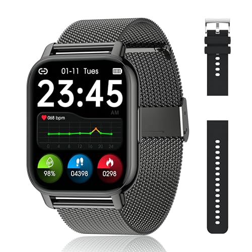 Popglory smartwatch fitnessuhr mit telefonfunktion, 1.85 zoll, blutdruck spO2 herzfrequenz