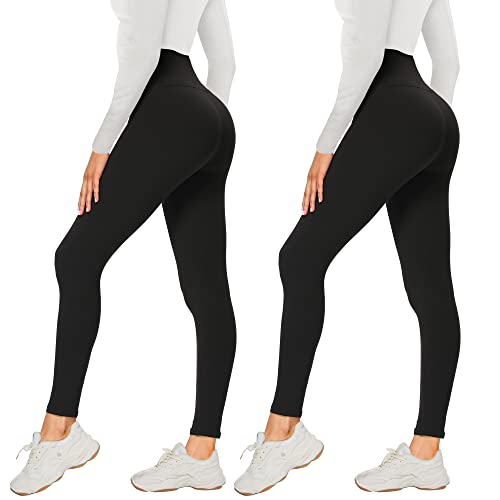 amiiyoyo leggings damen 2er pack high waist blickdicht elastisch schwarz l-xl