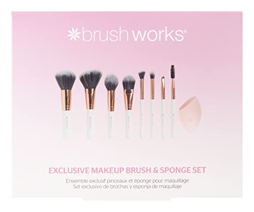 Brushworks Makeup Pinsel und Schwamm Set, hochwertige Kosmetikwerkzeuge für perfekten Teint und präzise Anwendung