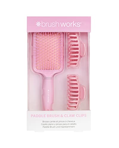 paddle brush von brushworks mit klauenclips, haarschmuck-set