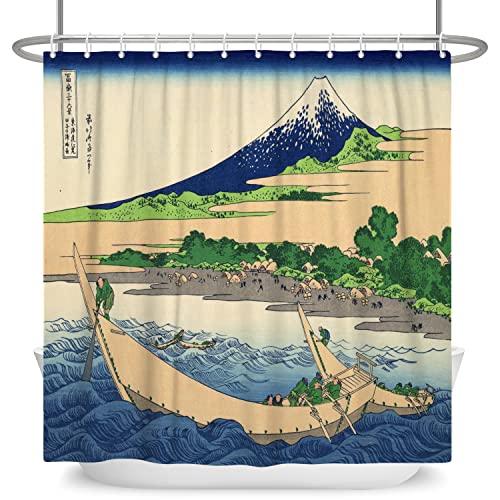 sdotpm 122x183cm duschvorhang japanisch ukiyo-e fuji landschaft badewannenvorhang polyester