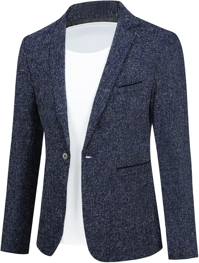 Produktbild: Herren Sakko Baumwolle Slim Fit Blau Casual Blazer Anzugjacke Jackett S