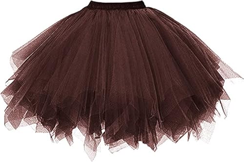 dressever damen tüllrock 50er rockabilly petticoat tutu ballett schokolade medium