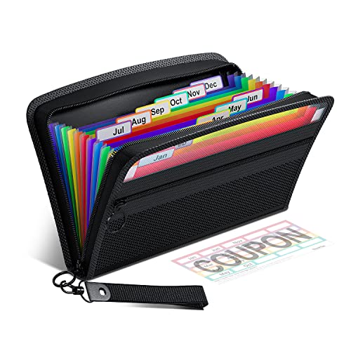 thinktex quittung organizer mit 12 fächern, 28 x 15 cm, reißverschluss, bunt
