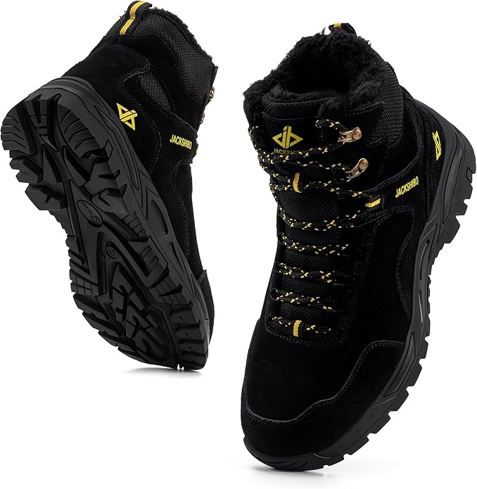 Produktbild: Winterschuhe Herren Damen Gefüttert Wasserdicht Rutschfest Trekking Schwarz 42EU