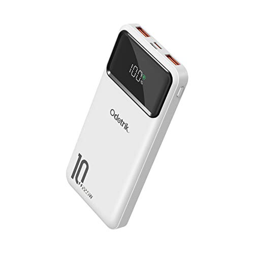 externer akku 10000mAh powerbank 22.5W pd schnellladung qc 3.0 odetrik weiß