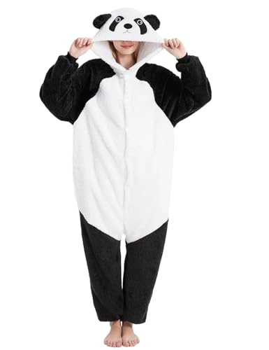 xinlong panda jumpsuit damen unisex kuschelig plüsch lang mit kapuze winterkostüm