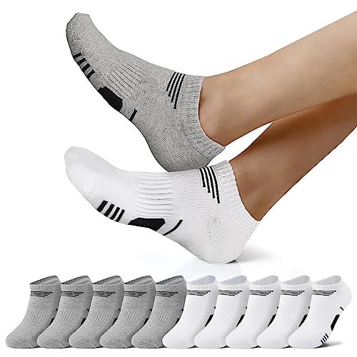 nuoza sneaker socken unisex 10 paar kurz sportsocken lauf socks 35-38 grau weiß