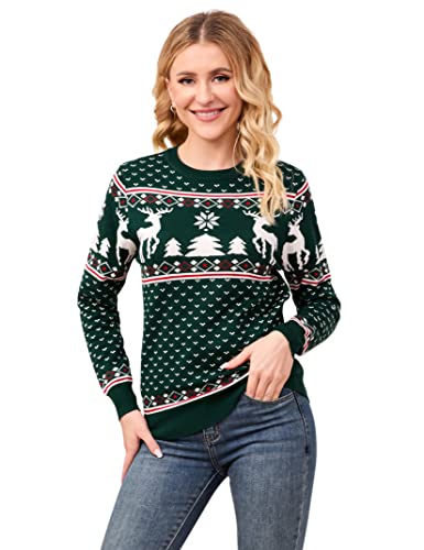 clearlove weihnachtspullover unisex rentiermuster rundhalsausschnitt ugly christmas sweater